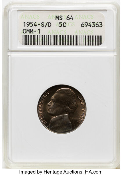 1954-S/D 5c Overmintmark, FS-501 MS thumbnail 5
