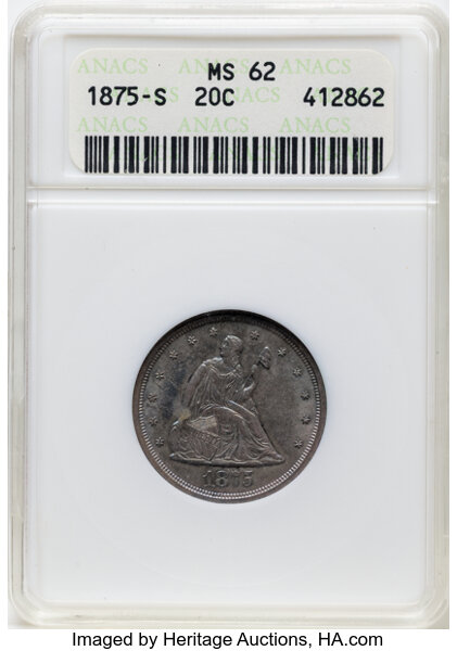 Twenty-Cent Piece Set 20c Seated Liberty, no 1876-CC, 4 Coins VG10 CAC thumbnail 7