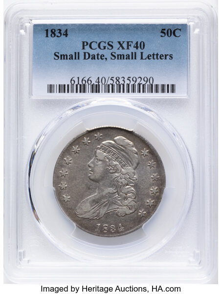 1834 50c Small Date, Small Letters, O-111 MS thumbnail 2