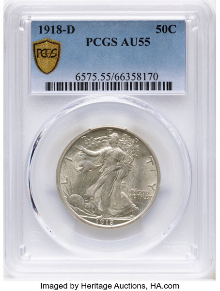 1918-D 50c AU55 thumbnail 2