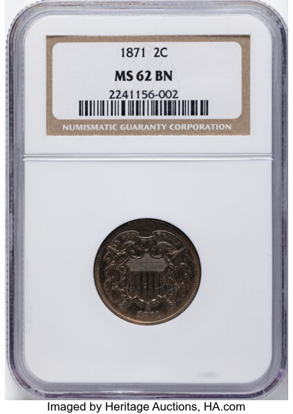 2-Cent Piece Set 2c no 1867 DDO, 10 Coins MS BN thumbnail 16