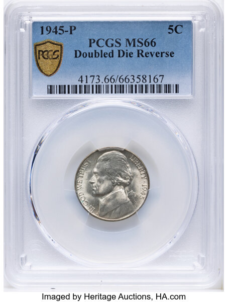 1945-P 5C Silver, Doubled Die Reverse, FS-801 MS thumbnail 7