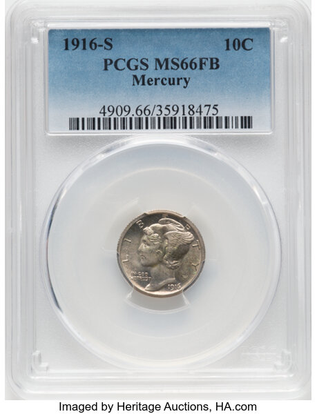 1916-S 10c Mercury MS FB thumbnail 2