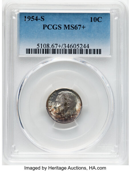 Roosevelt Dime 10c Silver, 1946-1964 [Type] MS67 thumbnail 3