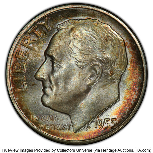 Roosevelt Dime 10c Silver, 1946-1964 MS FB [Type] MS67 FB thumbnail 3