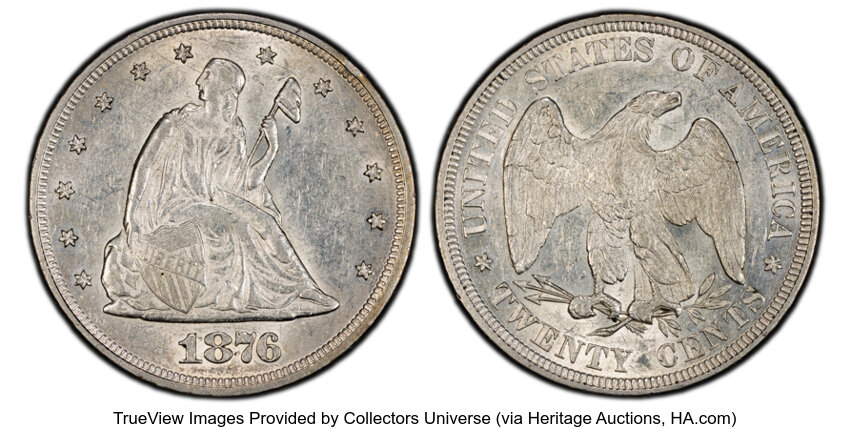 Twenty-Cent Piece Set 20c Seated Liberty, no 1876-CC, 4 Coins VG10 CAC thumbnail 6