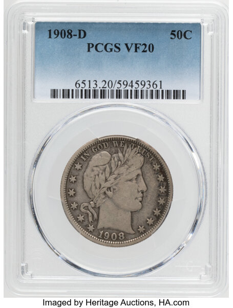 1908-D 50c F12 CAC thumbnail 2