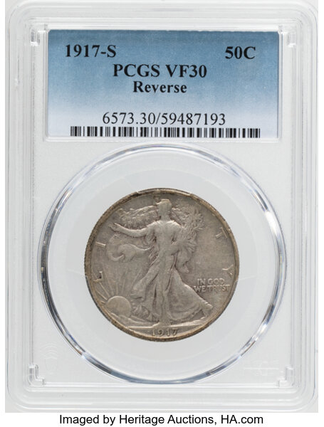 1917-S 50c Mintmark Reverse MS thumbnail 6