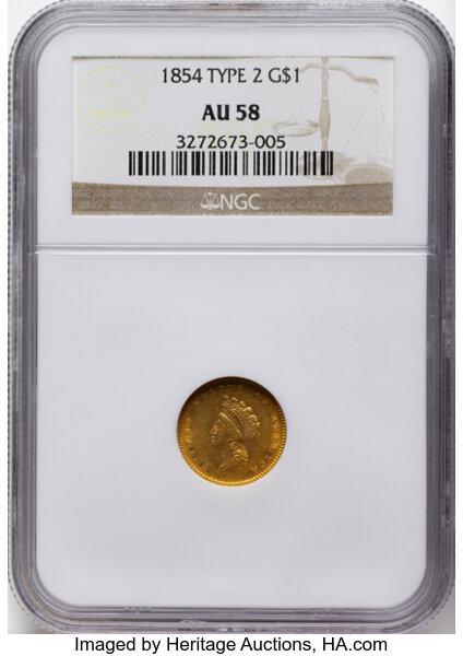 1854 G$1 Type 2 MS thumbnail 3
