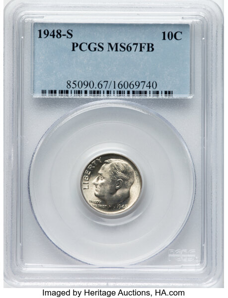 Image for Roosevelt Dime 10c Silver, 1946-1964 MS FB [Type] MS67 FB