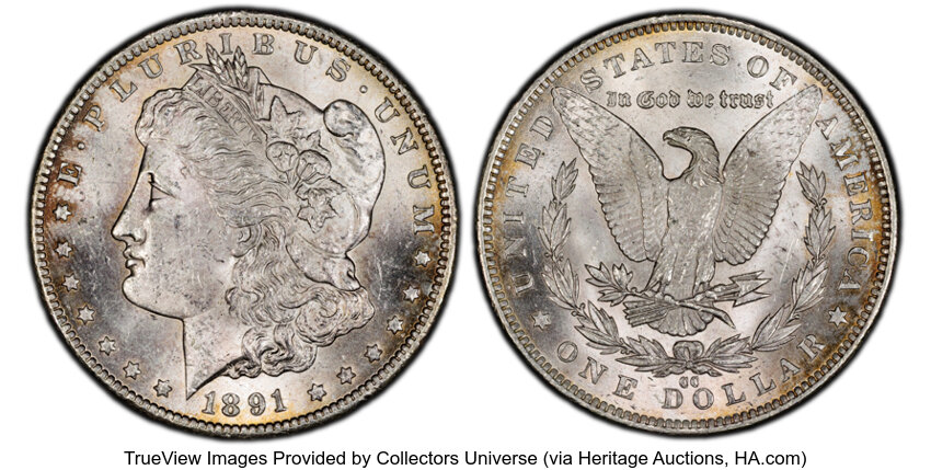 1891-CC $1  Spitting Eagle, VAM-3 AU53 CAC thumbnail 11