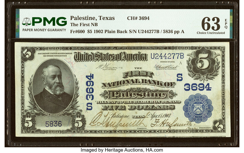 1902 $5  3rd Charter Period, 3rd Issue, Plain Back (Fr. 600) thumbnail 6