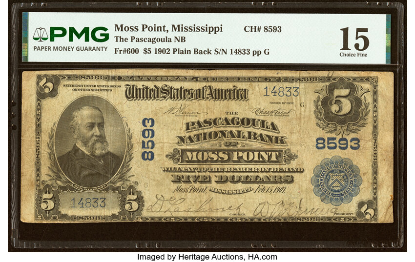 1902 $5  3rd Charter Period, 3rd Issue, Plain Back (Fr. 600) thumbnail 7