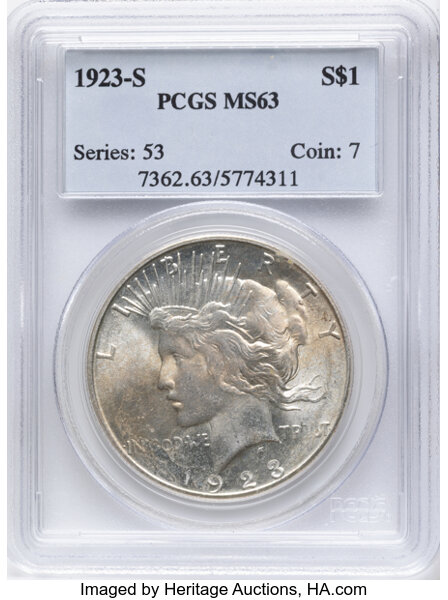 1923-S $1 MS65 CAC thumbnail 6