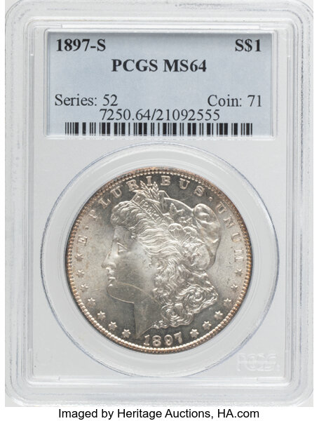 1897-S $1 AU55 CAC thumbnail 3
