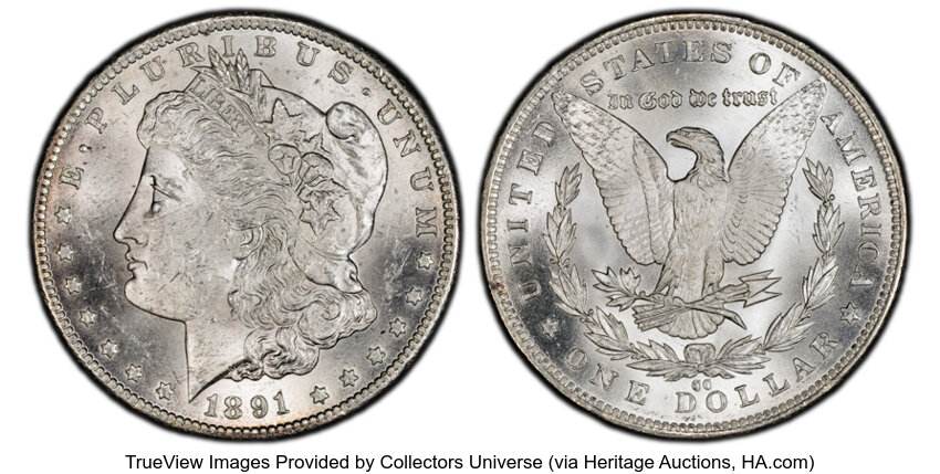 1891-CC $1  Spitting Eagle, VAM-3 AU53 CAC thumbnail 10