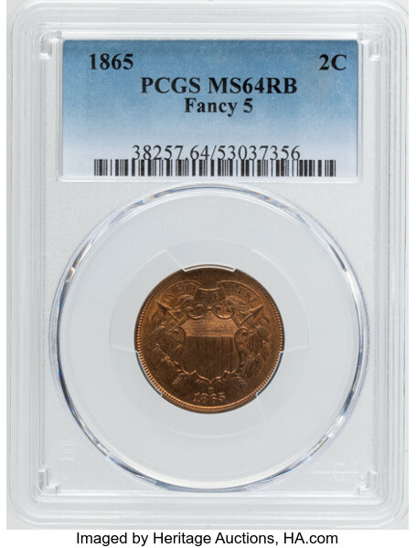 Image for 1865 2c Fancy 5, MPD, FS-1305 MS RB