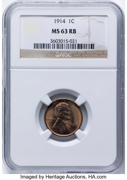 Image for Lincoln Cent 1c Wheat Reverse, 1909-1958 MS RB [Type] MS63 RB