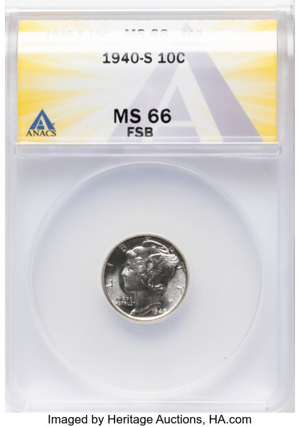 1940-S 10c MS FB MS63 FB CAC thumbnail 3
