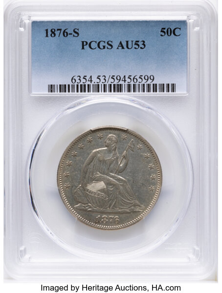 1876-S 50c Type 2, Very Small S, WB-43 MS thumbnail 2