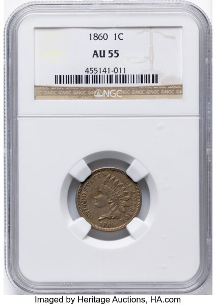 1860 1c Round Bust MS thumbnail 3