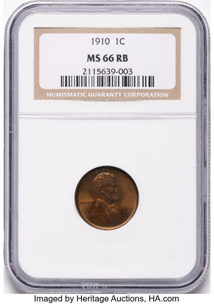 1910 1c MS RB MS65 RB CAC thumbnail 3