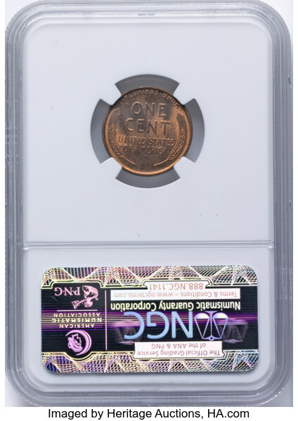 Lincoln Cent 1c Wheat Reverse, 1909-1958 MS RB [Type] MS63 RB thumbnail 2