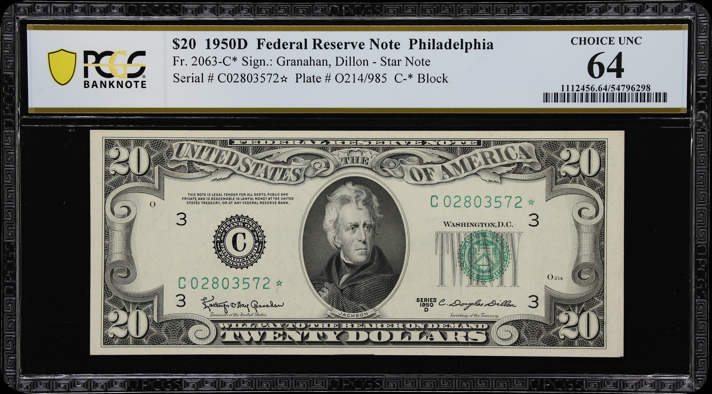 1950D $20  Philadelphia, Star Replacement (Fr. 2063C*) thumbnail 2
