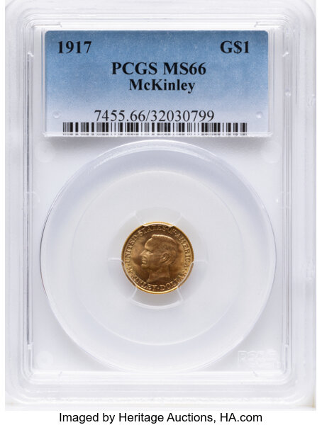 1917 G$1 McKinley Memorial AU55 CAC thumbnail 3