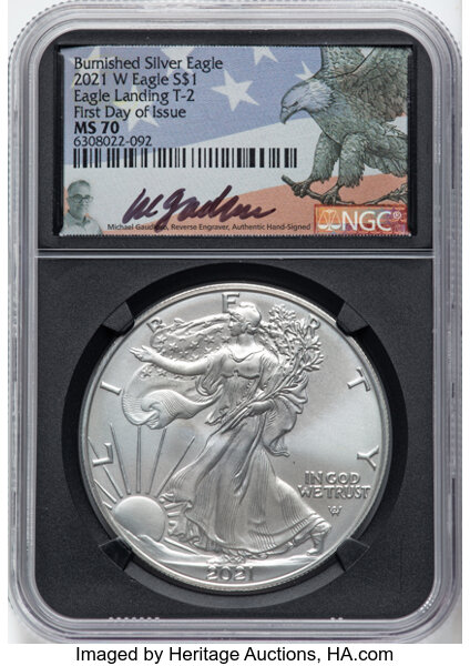 2021-W $1  Silver Eagle, Type 2, Burnished MS thumbnail 7