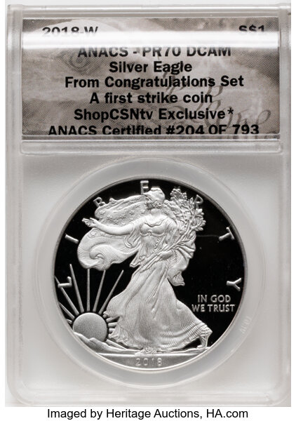 2018-W $1  Silver Eagle PR DCAM thumbnail 3