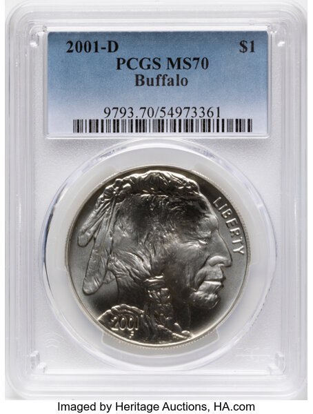 2001-D S$1 American Buffalo MS63 CAC thumbnail 5