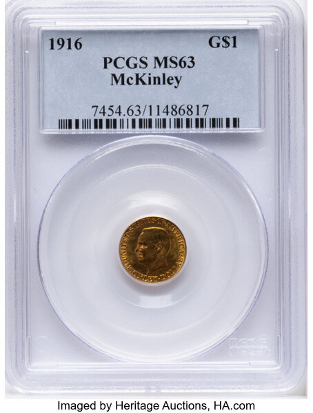 1916 G$1 McKinley Memorial MS67 CAC thumbnail 2