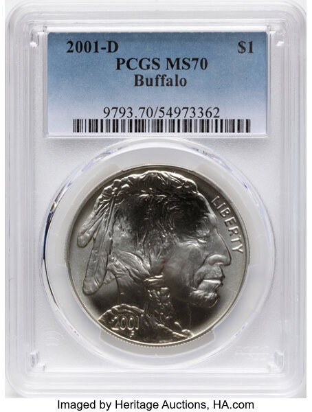 2001-D S$1 American Buffalo MS63 CAC thumbnail 4