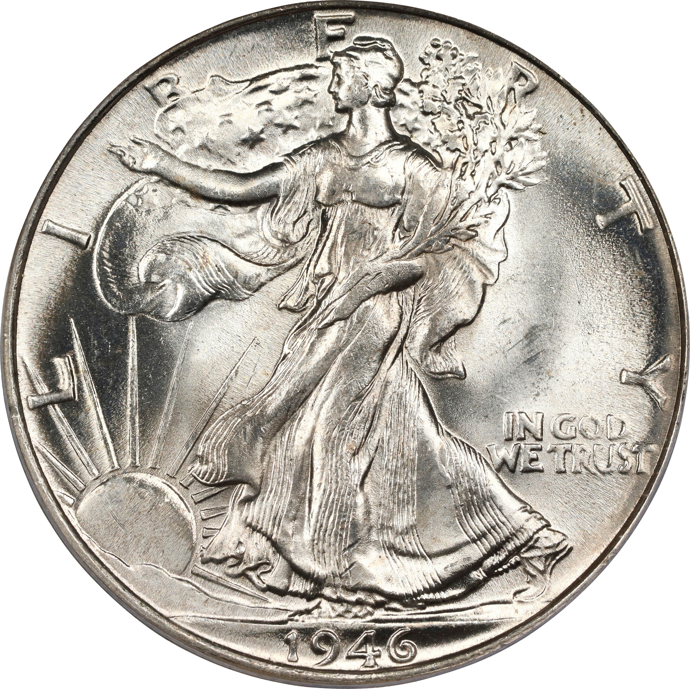 1946 50c Doubled Die Reverse MS thumbnail 3