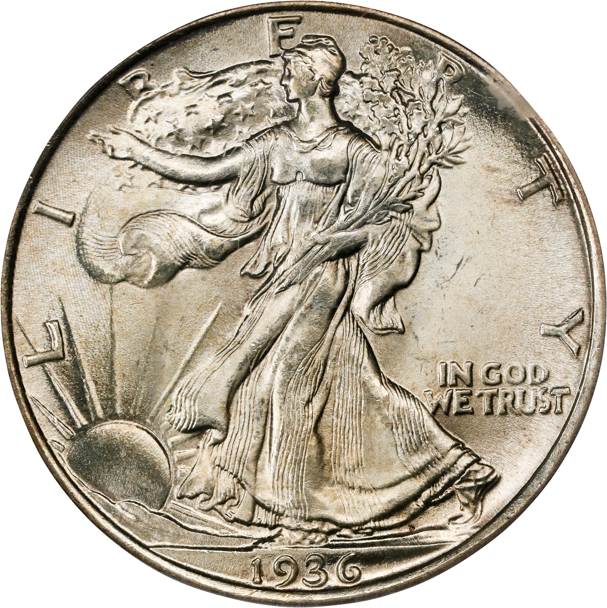 1936 50c Doubled Die Obverse, FS-101 MS thumbnail 2