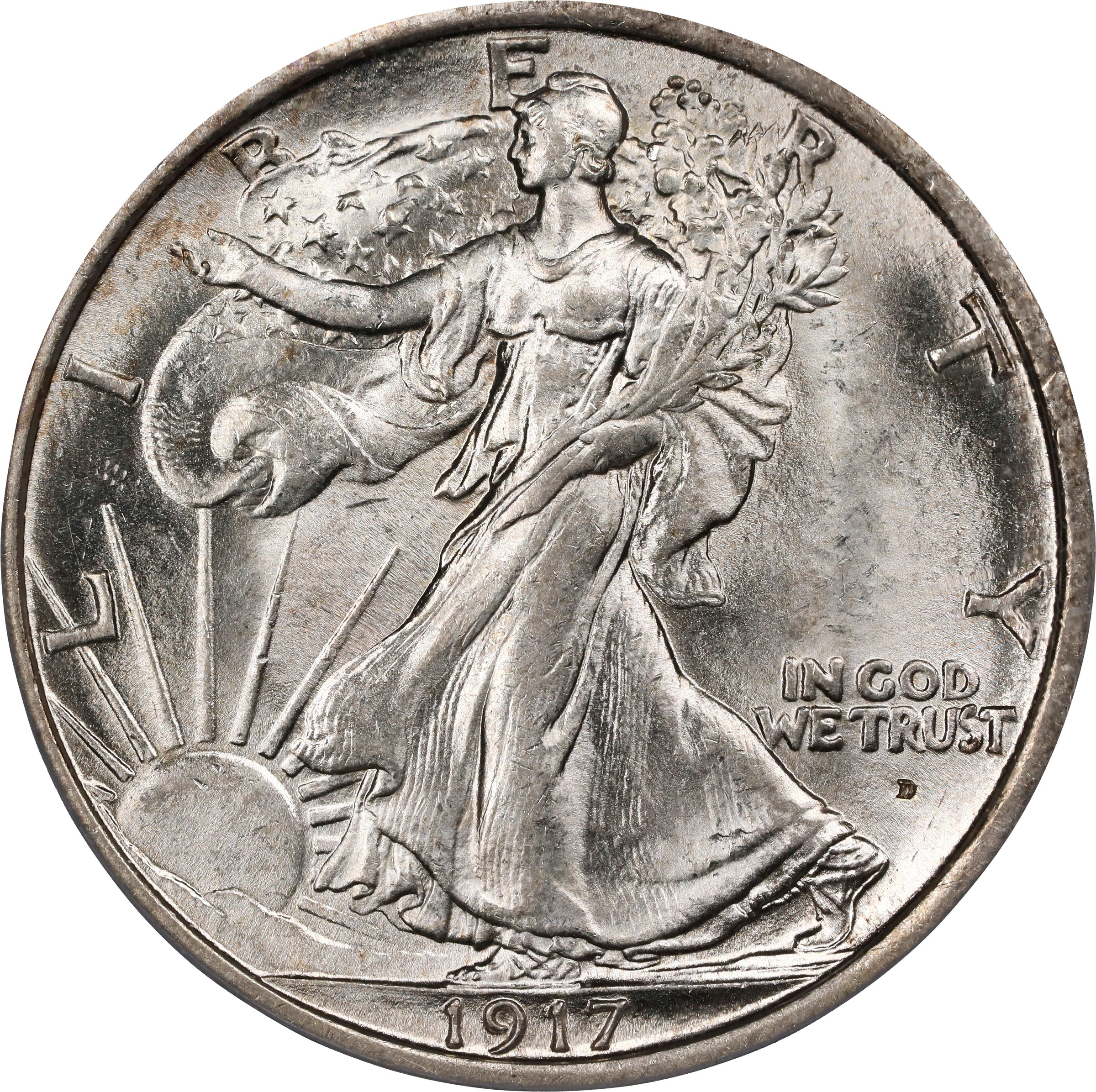 1917-D 50c Mintmark Obverse MS thumbnail 2