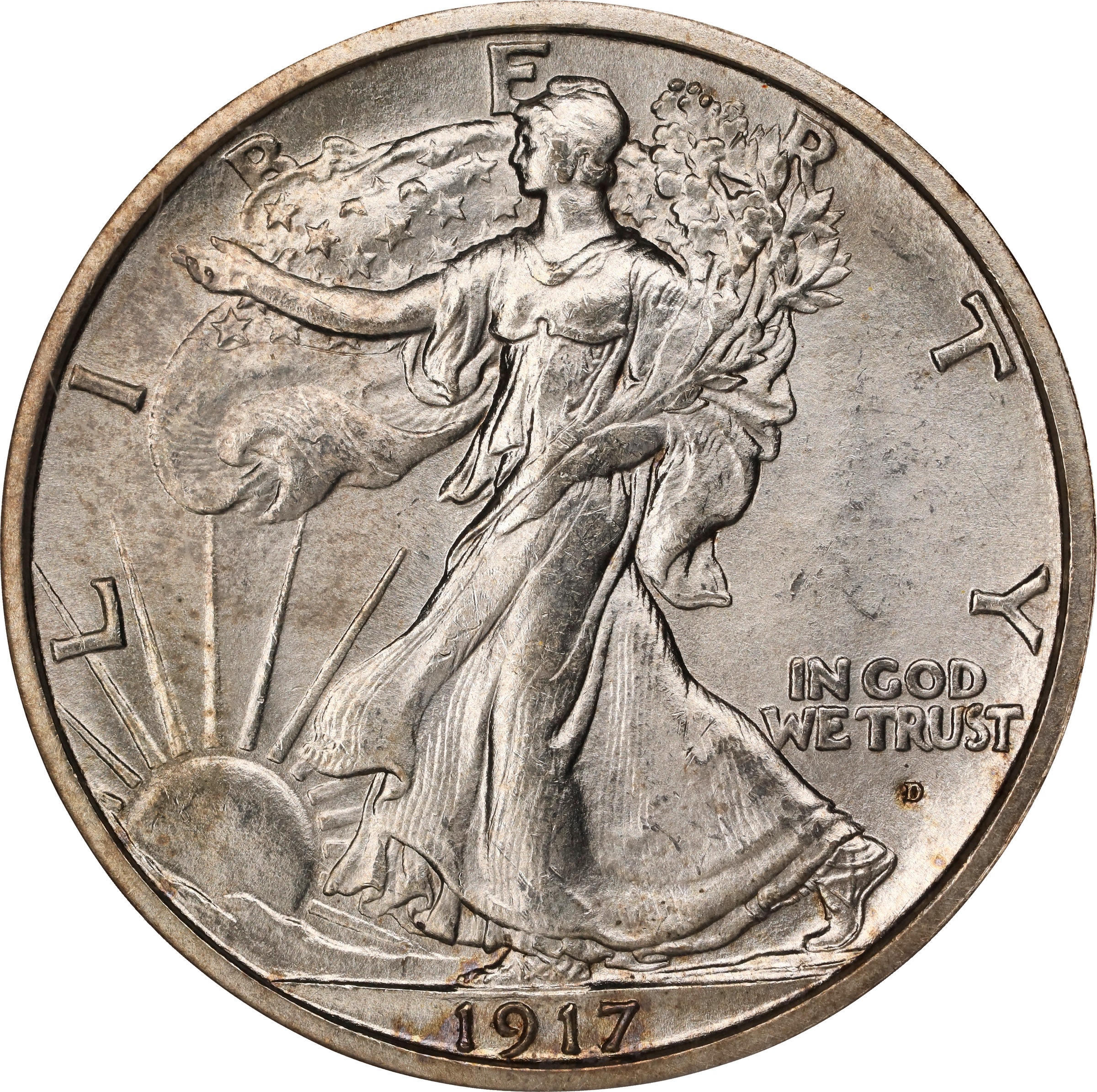 1917-D 50c Mintmark Obverse MS thumbnail 4