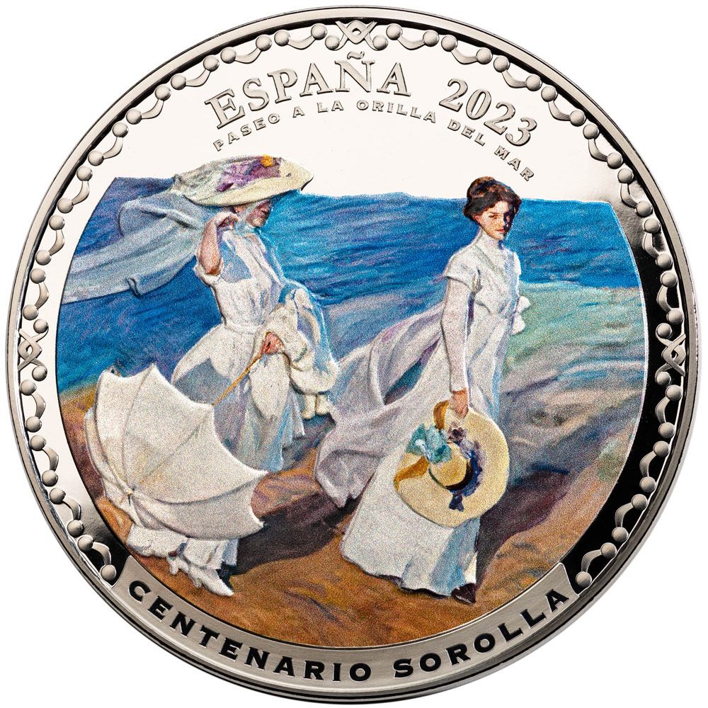 2023-M S€50 / Cinq 5oz Silver, Sorolla, Walk by the Seashore PR DCAM