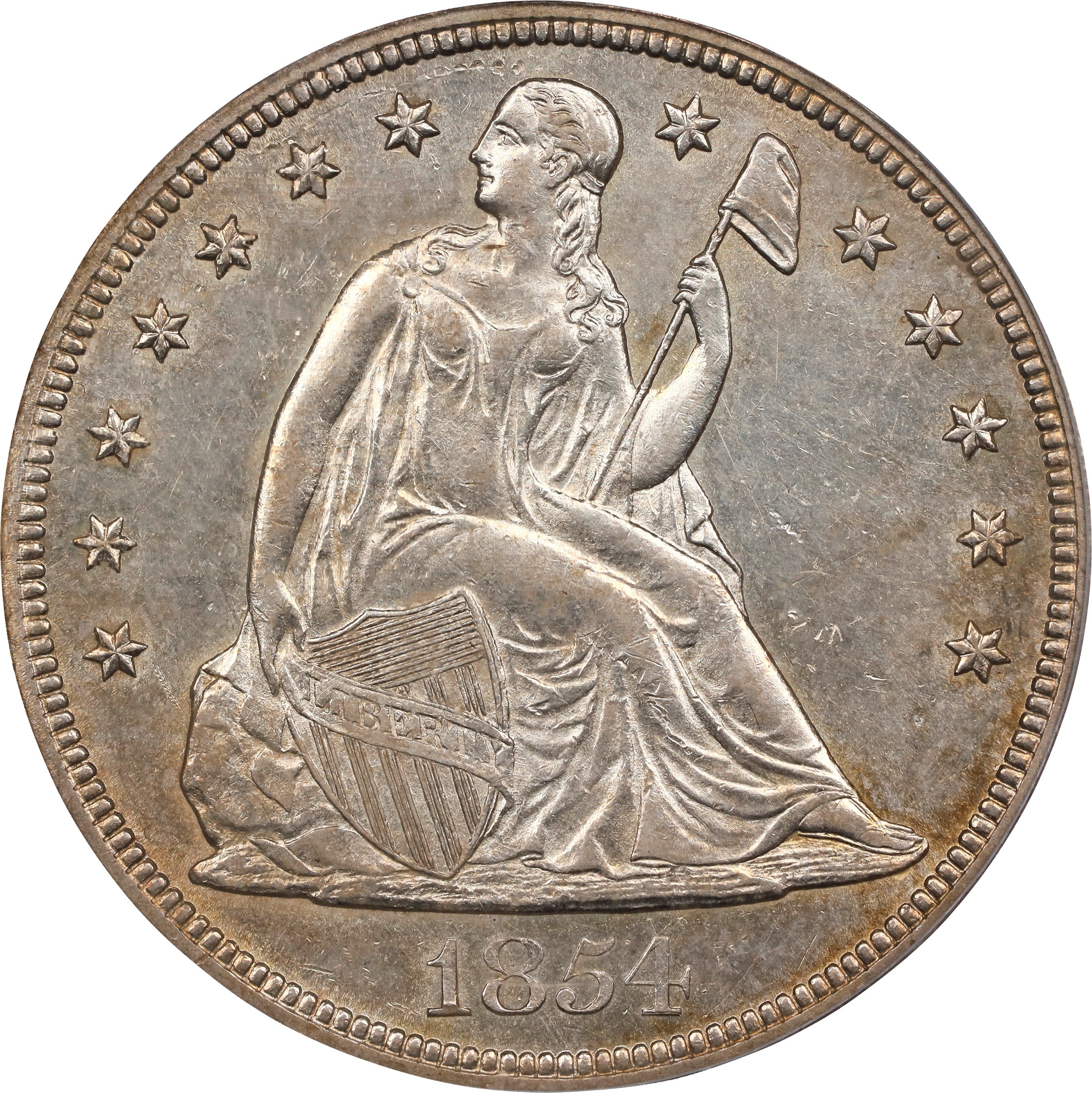 1854 $1 MS60 CAC thumbnail 3