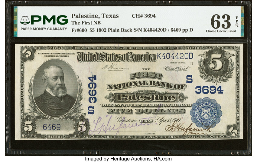 1902 $5  3rd Charter Period, 3rd Issue, Plain Back (Fr. 600) thumbnail 2