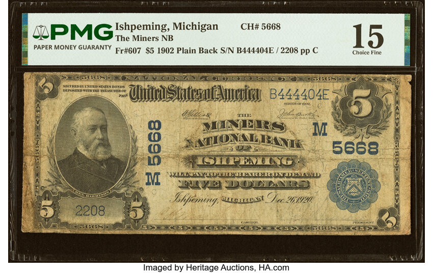 1902 $5  3rd Charter Period, 3rd Issue, Plain Back (Fr. 607) thumbnail 2