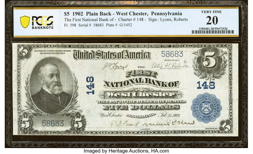 1902 $5  3rd Charter Period, 3rd Issue, Plain Back (Fr. 598) thumbnail 6