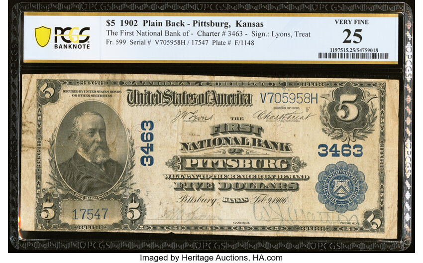 1902 $5  3rd Charter Period, 3rd Issue, Plain Back (Fr. 599) thumbnail 2