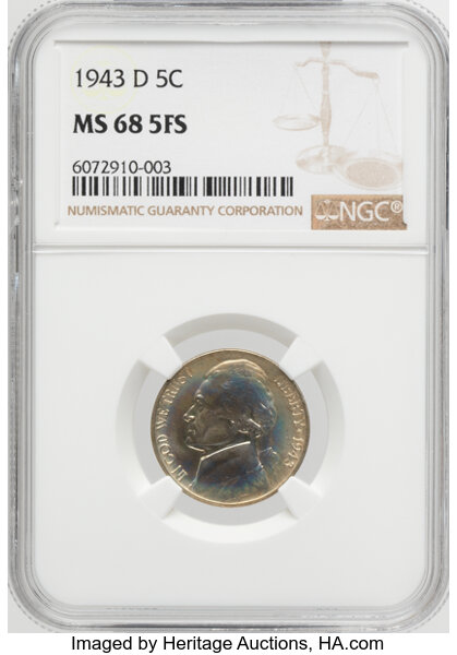 1943-D 5c Silver MS FS thumbnail 2