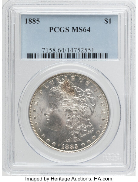 1885 $1  Clashed Dies, VAM-9A MS64 CAC thumbnail 3