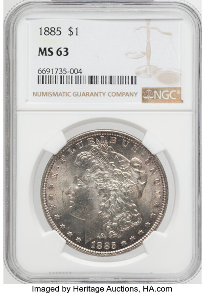 1885 $1  Clashed Dies, VAM-9A MS64 CAC thumbnail 5