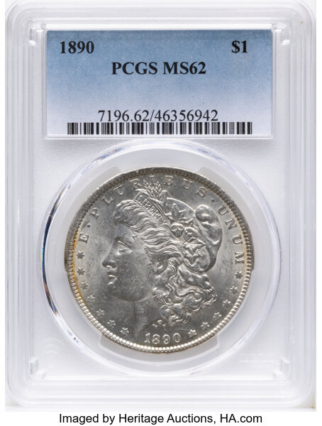 1890 $1 AU50 CAC thumbnail 4