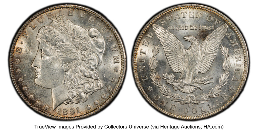 1891-CC $1  Doubled Lettering, VAM-6 MS61 thumbnail 2