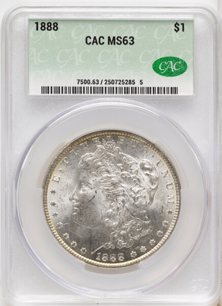 1888 $1  Die Gouges State 4, VAM-7B1 MS62 CAC thumbnail 2